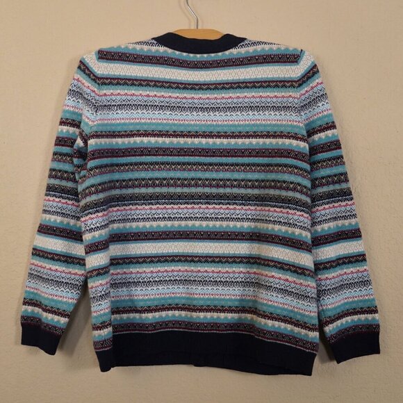 Talbots Nordic Faire Isle Sweater Cardigan 1X Petite Lambswool Colorful Crewneck - Picture 3 of 6